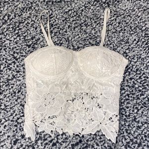 White lace corset crop top